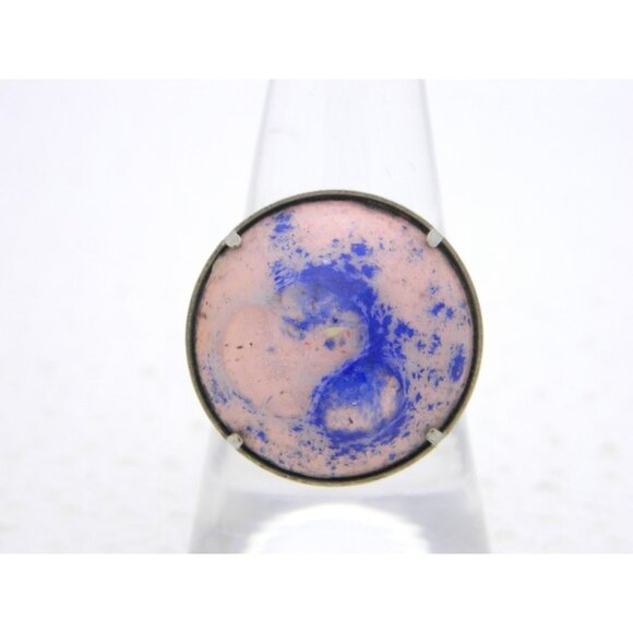 VTG MAS "art" Artesania Al Fuego Spain Pink Purple Enamel Ring Size 7 - Picture 1 of 4